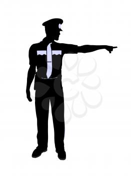 Royalty Free Clipart Image of a Police Officer Pointing