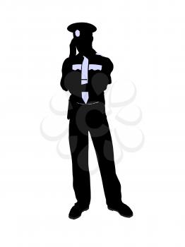 Male police officer silhouette illustration on a white background