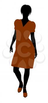 Royalty Free Clipart Image of a Woman in a Red Dress
