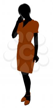 Royalty Free Clipart Image of a Woman in a Red Dress