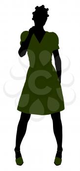 Royalty Free Clipart Image of a Woman in a Green Dress