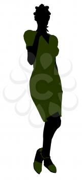 Royalty Free Clipart Image of a Woman in a Green Dress
