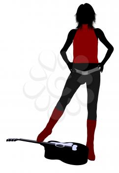Royalty Free Clipart Image of a Female Guitarist