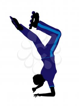Royalty Free Clipart Image of a Roller Skater Doing a Handstand