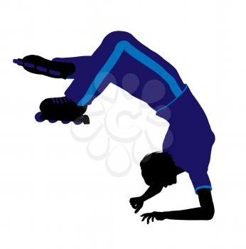 Royalty Free Clipart Image of a Roller Skater Doing a Handstand