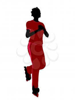 Royalty Free Clipart Image of a Girl Roller Skating