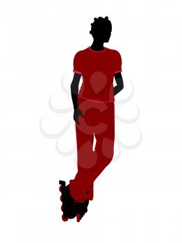 Royalty Free Clipart Image of a Girl on Roller Skates