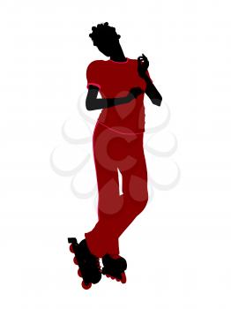 Royalty Free Clipart Image of a Roller Blading Girl
