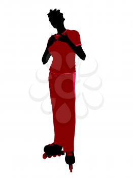 Royalty Free Clipart Image of a Girl Roller Skating