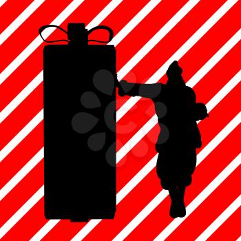 Royalty Free Clipart Image of Santa Leaning on a Container