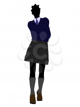 Royalty Free Clipart Image of a Girl in a School Uniform