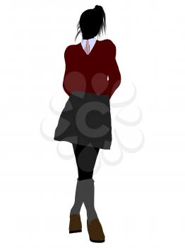 Royalty Free Clipart Image of a Schoolgirl