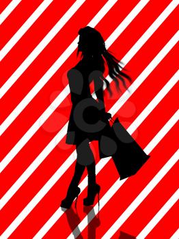 Royalty Free Clipart Image of a Christmas Shopper