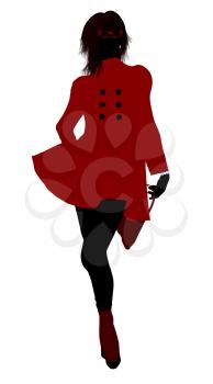 Royalty Free Clipart Image of a Girl in a Red Coat