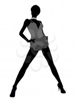 Royalty Free Clipart Image of a Woman in a Short Outfit and Heels