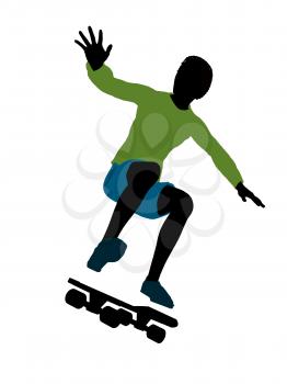 Royalty Free Clipart Image of a Boy on a Skateboard
