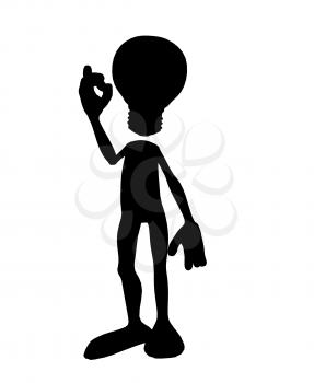 Royalty Free Clipart Image of a Stick Figure With a Light Bulb Head
