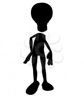 Royalty Free Clipart Image of a Stick Figure With a Light Bulb Head