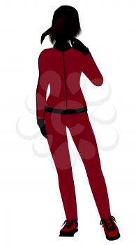 Royalty Free Clipart Image of a Girl in a Track Suit