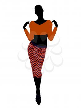 Royalty Free Clipart Image of a Woman in Funky Clothes