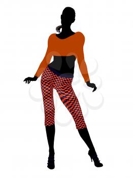 Royalty Free Clipart Image of a Girl in Funky Clothes