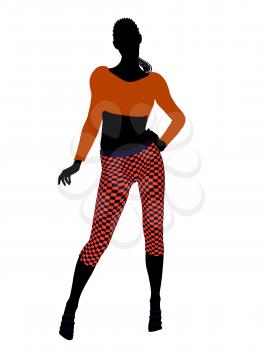 Royalty Free Clipart Image of a Woman in Funky Clothes