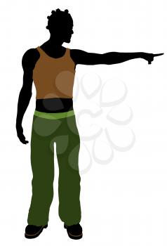 Royalty Free Clipart Image of a Casual Guy Pointing