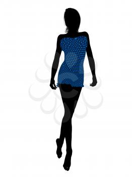 Royalty Free Clipart Image of a Female in a Blue Swimsuit