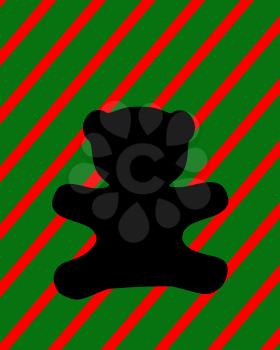 Royalty Free Clipart Image of a Teddy Bear on a Red and Green Background