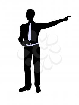 Royalty Free Clipart Image of a Guy in a Tie Pointing