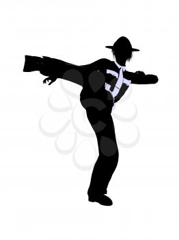 Royalty Free Clipart Image of a Kicking Female Police Officer