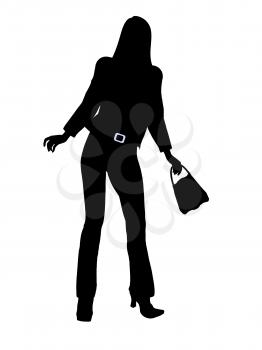 Royalty Free Clipart Image of a Woman With a Purse