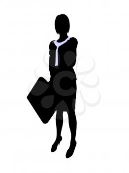 Royalty Free Clipart Image of a Woman With a Suitcase