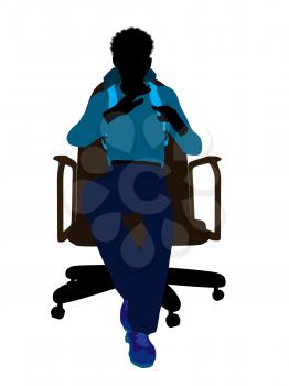 Royalty Free Clipart Image of a Teenager in an Office Chair