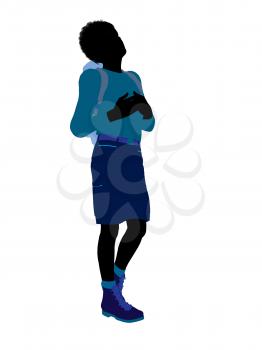 Royalty Free Clipart Image of a Boy Wearing a Backpack