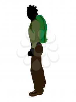 Royalty Free Clipart Image of a Girl Wearing a Backpack