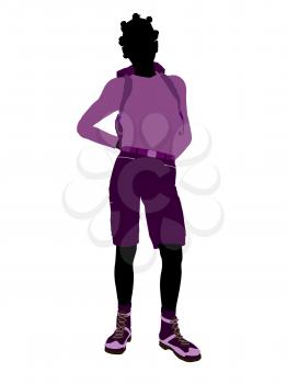 Royalty Free Clipart Image of a Girl Wearing a Backpack