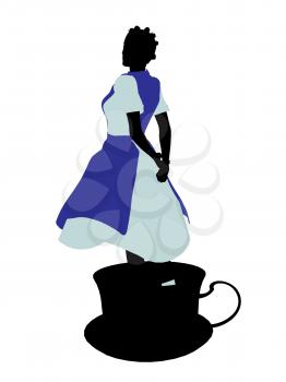 Royalty Free Clipart Image of an Alice in Wonderland Silhouette