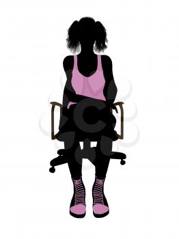 Royalty Free Clipart Image of a Girl in an Office Chair
