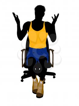 Royalty Free Clipart Image of a Basketball Player in a Chair