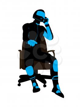 Royalty Free Clipart Image of a Biker Sitting in a Chair