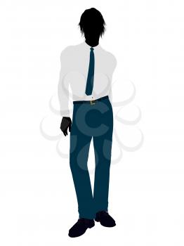 Royalty Free Clipart Image of a Young Man in a Shirt and Tie