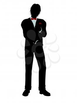 Royalty Free Clipart Image of a Man in a Tuxedo