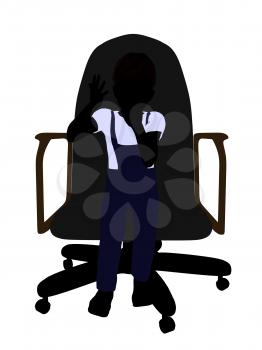 Royalty Free Clipart Image of a Little Boy Sitting in a Chair