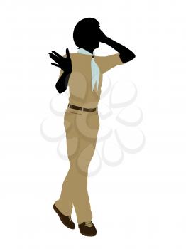 Royalty Free Clipart Image of a Boy Scout Silhouette