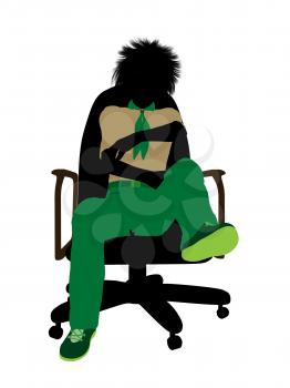 Royalty Free Clipart Image of a Boy Scout in a Chair