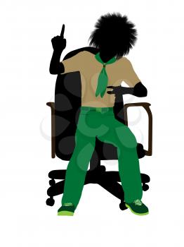 Royalty Free Clipart Image of a Boy Scout in a Chair