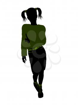 Royalty Free Clipart Image of a Girl Standing