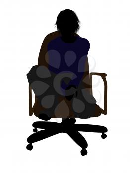 Male teenager sitting in a chair Royalty Free Clipart Image of a Teen in a Chairsilhouette on a white background