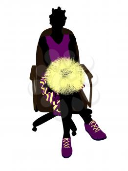 Royalty Free Clipart Image of a Cheerleader in a Chair